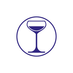 Classic champagne glass, alcohol beverage theme illustration. Li