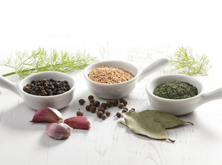Spices on white