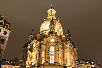 Fototapeta na wymiar Illuminated Frauenkirche Church