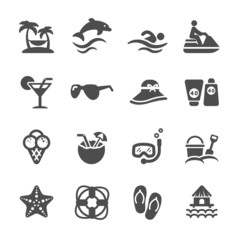 travel and summer beach icon set, vector eps10