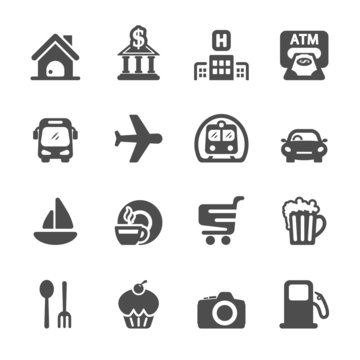travel map location icon set, vector eps10