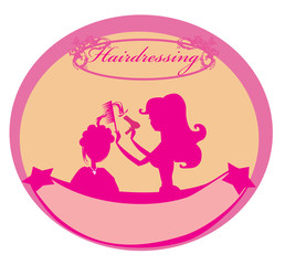 beautiful woman in hairdressing salon - icon