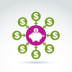 Vector banking symbol, money income icon, abstract illustration