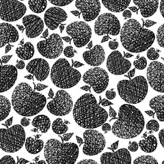 Organic food theme seamless background, Apples seamless pattern,
