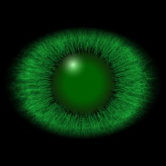 Isolated eye. Monster eye with striped iris and elliptic pupil