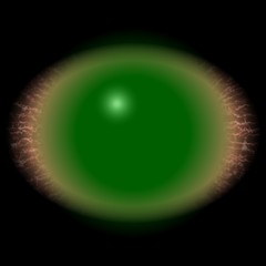 Isolated eye. Monster eye with striped iris and elliptic pupil