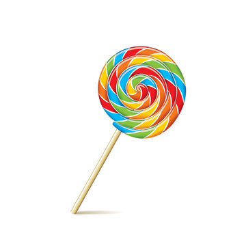 Colorful Lollipop Isolated On White Vector