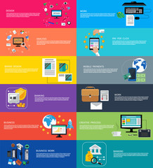 Icons set banners for business