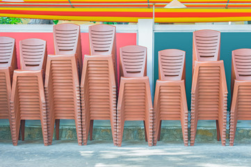 Chairs under awning