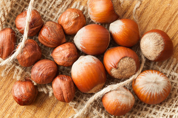 Heap of hazelnuts healthy vegetarian snack natural food