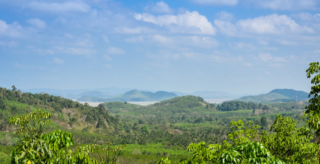 Fototapeta na wymiar Aerial view of tropical mountain with river