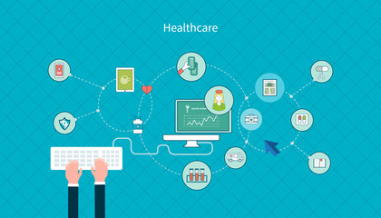Set of flat design vector illustration concepts for health care