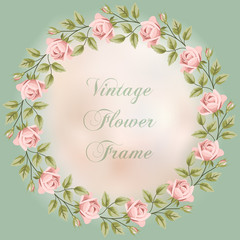 Vintage frame with roses