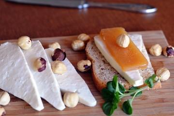 Quince And Fresh White Cheese On Bread Toast