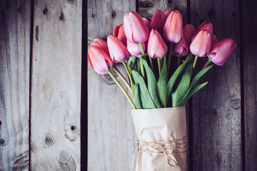 fresh spring pink tulips