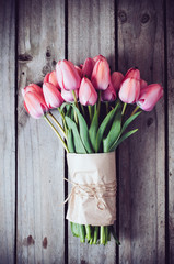 fresh spring pink tulips