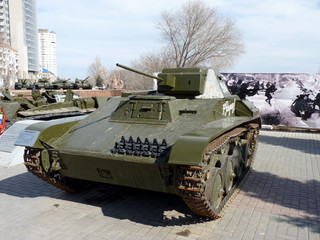 Fototapeta na wymiar the easy Soviet T-60 tank