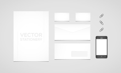 Branding identity template with smartphone. Flat design
