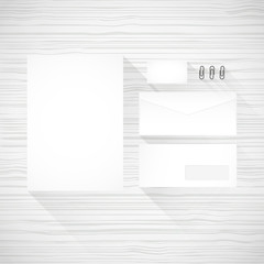 Branding identity template. Wooden background. Flat design