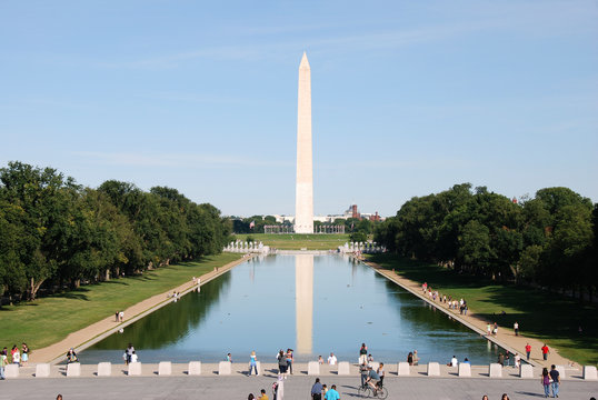 Reflecting Pool Lincoln Memorial view of Washington Monument