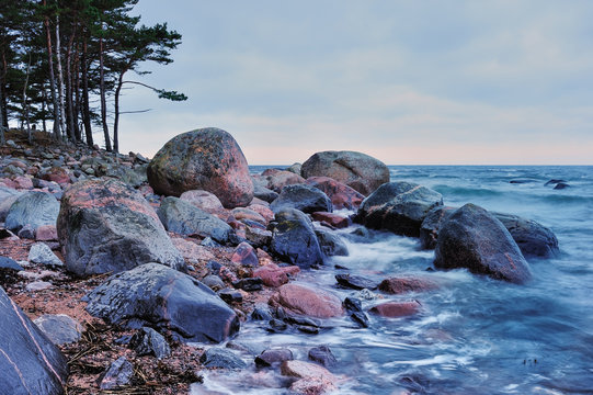 Sea coast with boulders