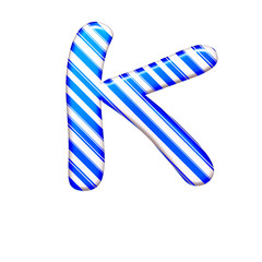 The letter K of caramel color is blue