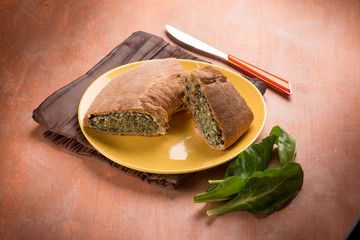 cake with ricotta cheese and vegetables
