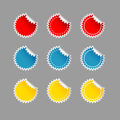sticker set color on grey vector