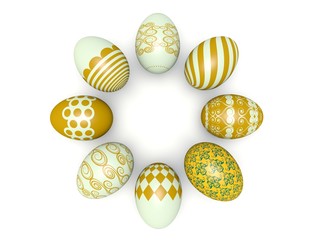 Colorful Easter eggs. 3d render illustration.