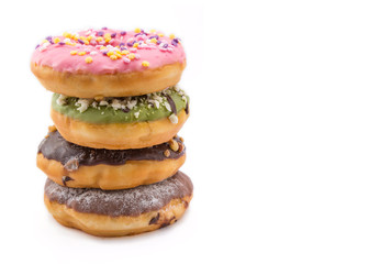 various glazed donuts isolate on white background