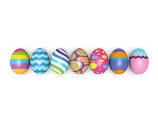 Fototapeta premium Colorful Easter eggs. 3d render illustration.