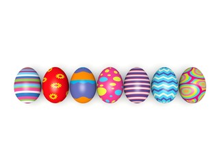 Colorful Easter eggs. 3d render illustration.