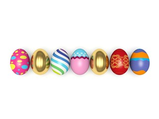 Colorful Easter eggs. 3d render illustration.