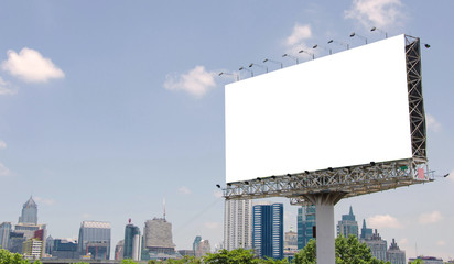 Obraz premium large blank billboard on road with city view background