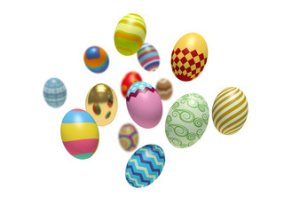 Colorful Easter eggs. 3d render illustration.