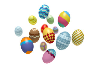 Colorful Easter eggs. 3d render illustration.