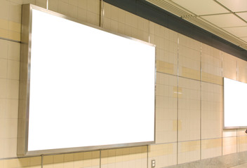 Blank billboard in modern interior hall