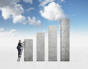 Business people are looking for success. cloudy sky background