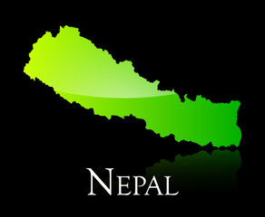 Obraz premium Nepal green shiny map