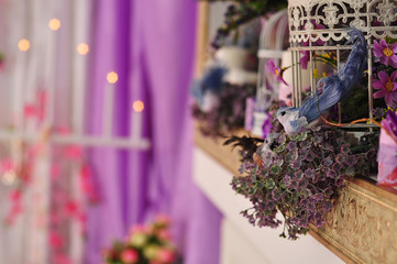 blue bird and flowers