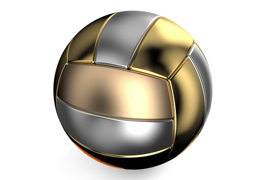 golden and silver volleyball ball