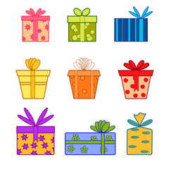 Collection of colorful gift boxes.
