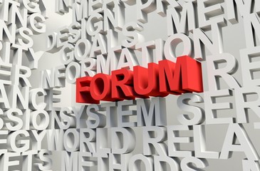 FORUM Word in red, 3d illustration.