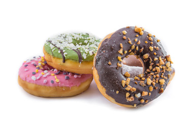 various glazed donuts isolate on white background