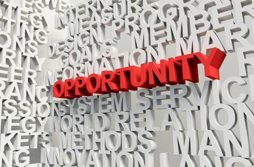 OPPORTUNITY  Word in red, 3d illustration.