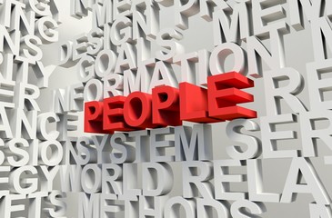 PEOPLE Word in red, 3d illustration.