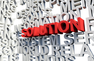 SOLUTION Word in red, 3d illustration.