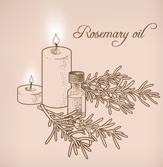 Rosemary essential oil and candles
