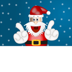 Funny santa claus advertising space placeholder cartoon blue