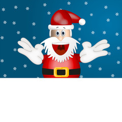 Funny santa claus advertising space placeholder cartoon blue